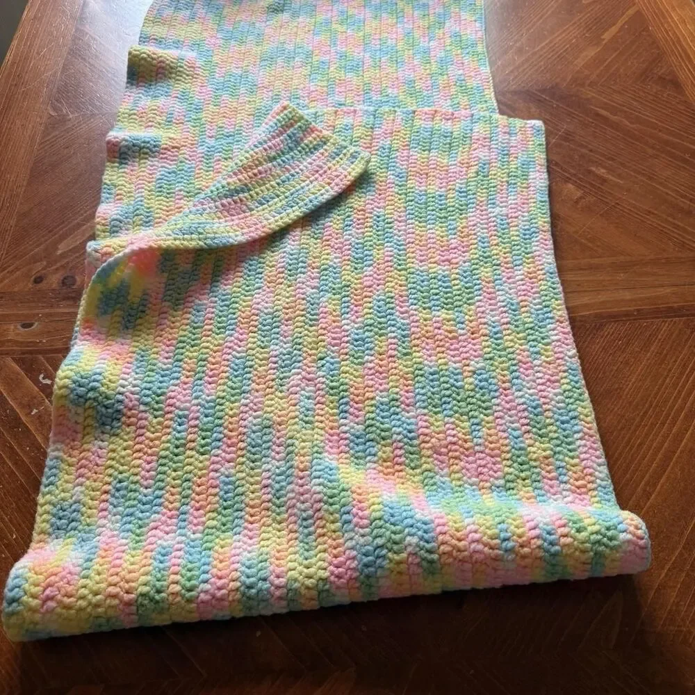 Unbranded blanket unisex OS multicolor handmade crochet variegated pastel lap